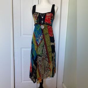 Y2K Save The Queen Mesh Printed Midi Decorated Dress Size M